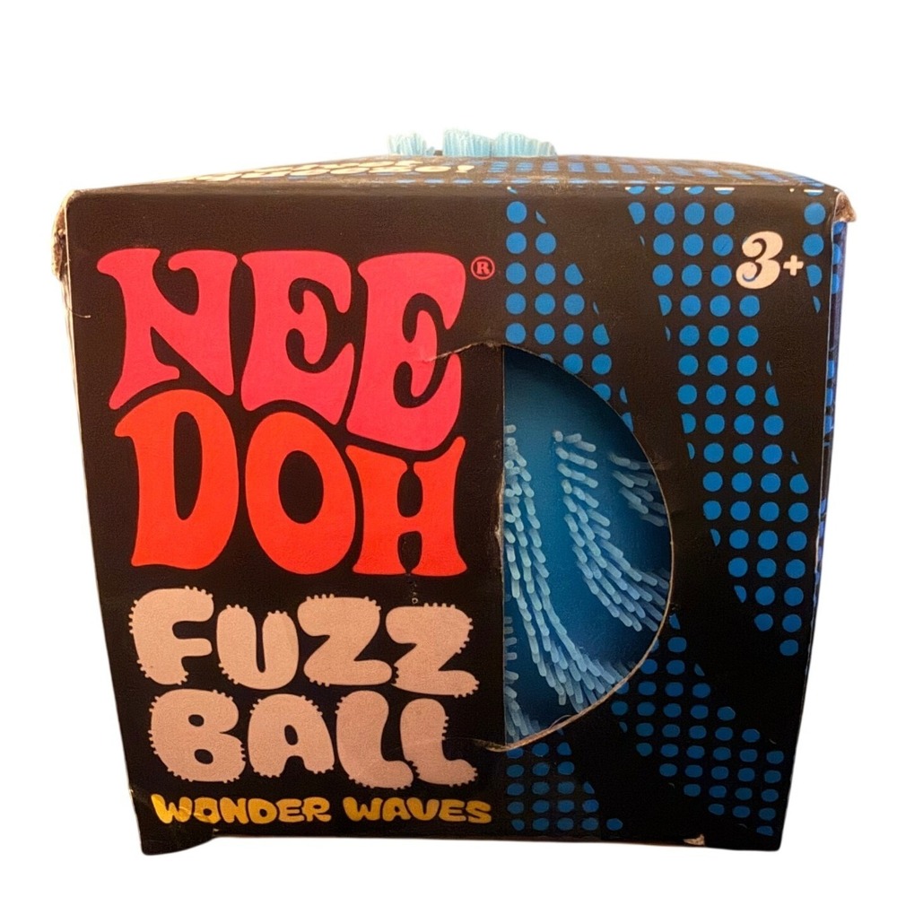 Schylling NeeDoh Fuzz Ball Wonder Waves Blue Velvet Squeeze Fidget Toy NIB